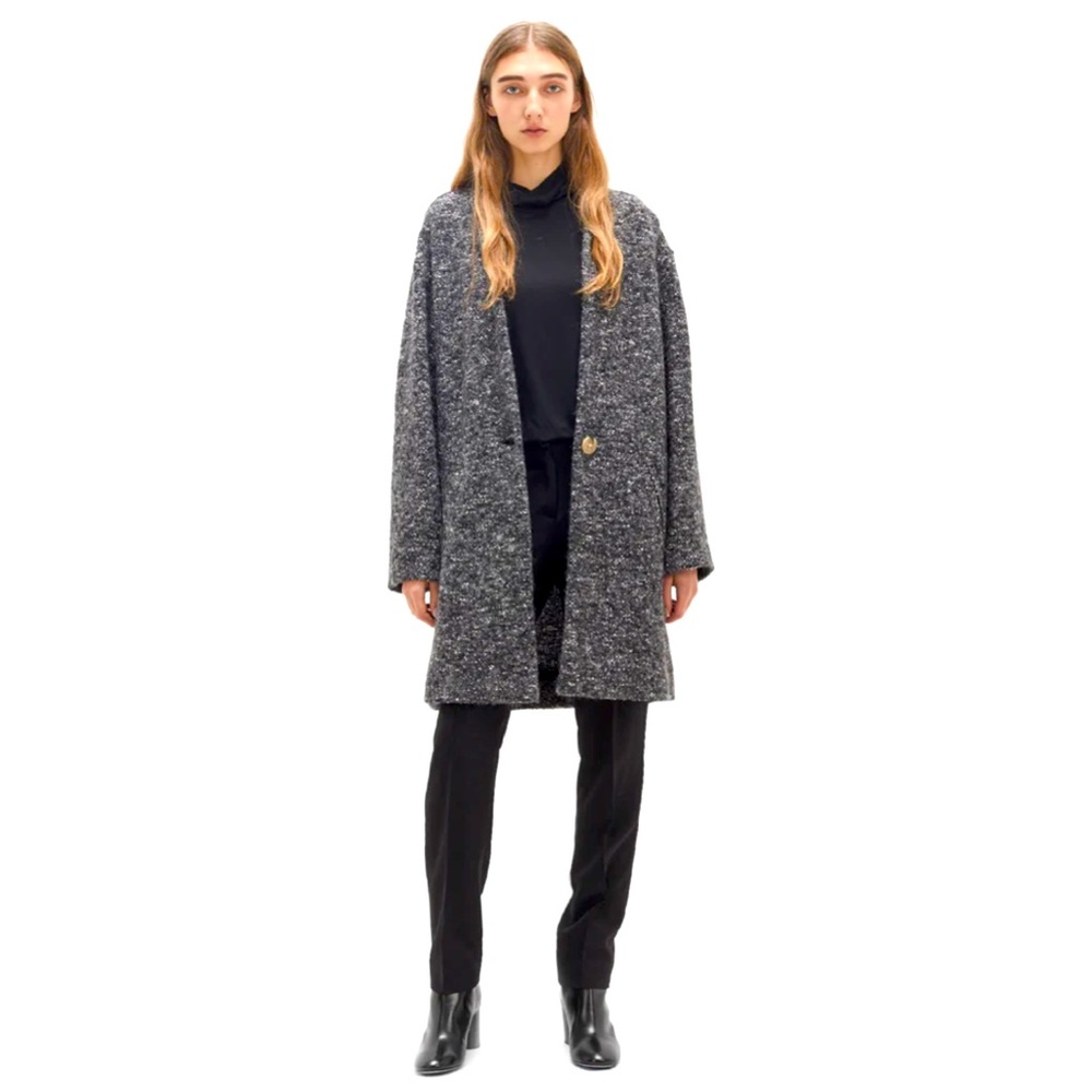 Isabel Marant Etoile "Osbert" marled gray alpaca wool blend oversize coat